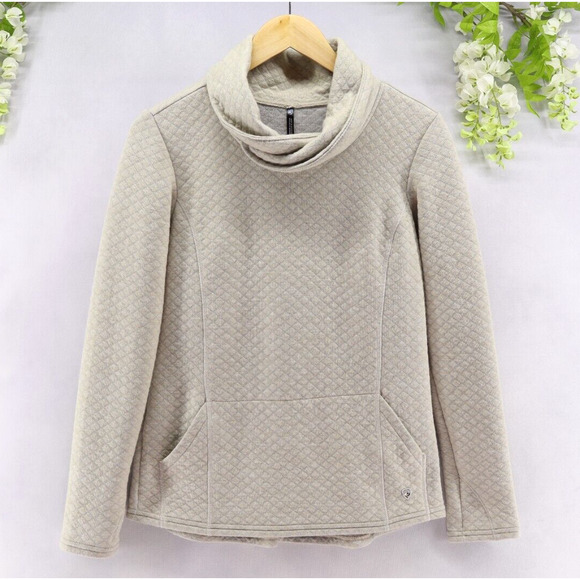 Kuhl Tops - Kuhl Women's Athena Pullover Cowl Neck Quilted Kangaroo Pocket Dove Cream Sz S